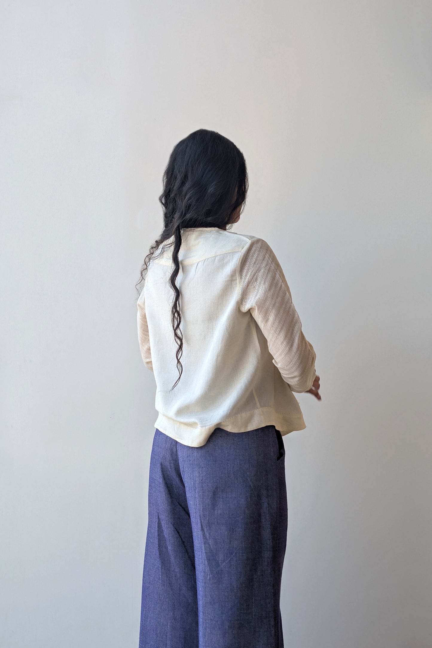Slant Pleat Flow Blouse