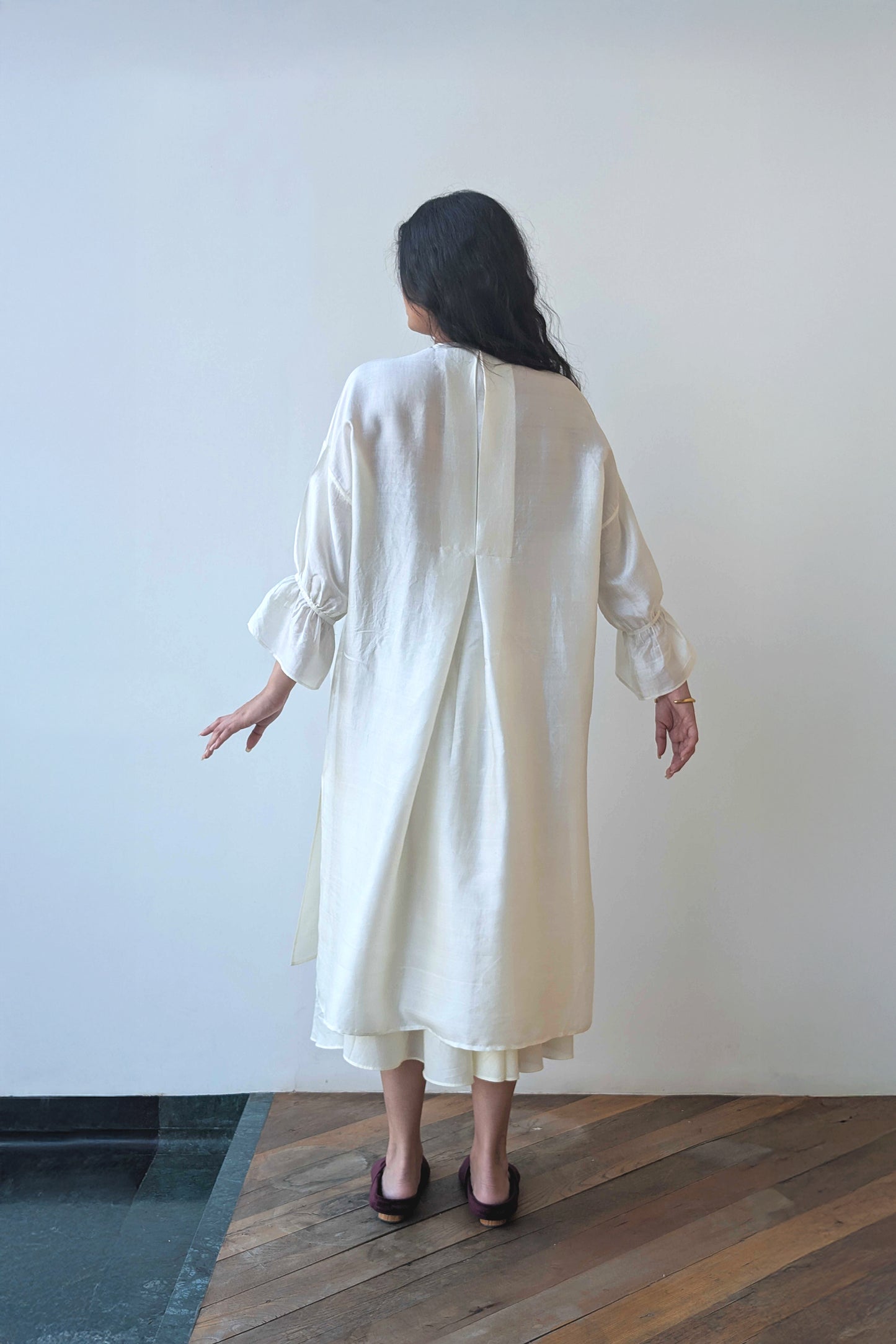 Ivory Broad Pleat Silk Set