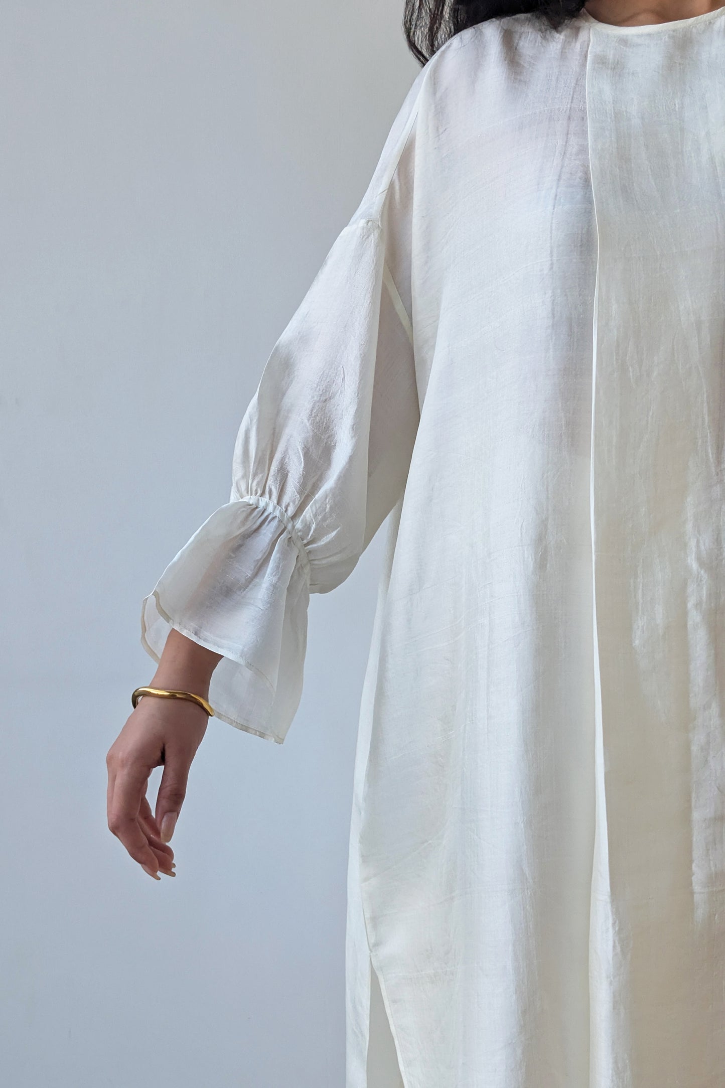 Ivory Broad Pleat Silk Set