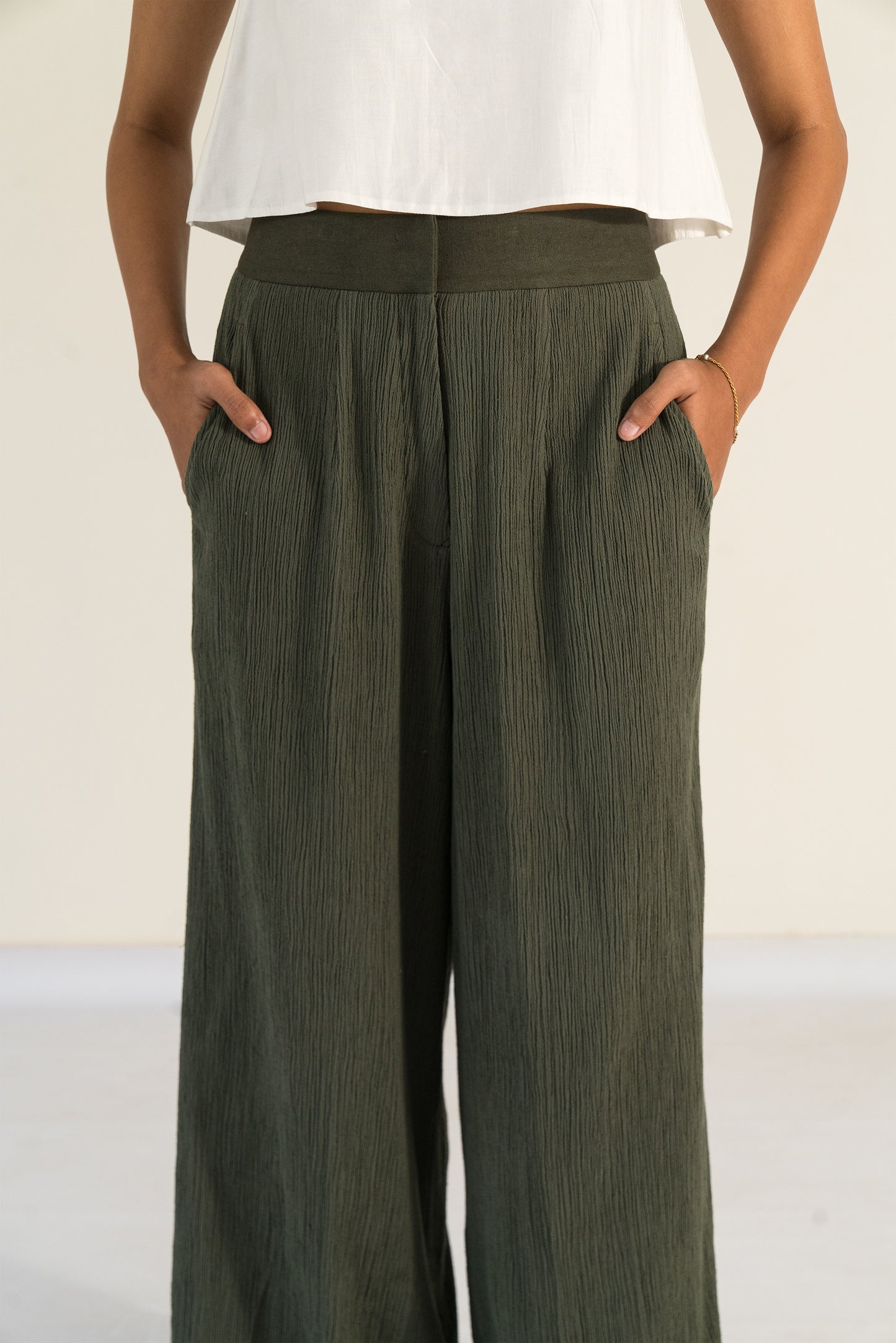 Crinkle Pants - Olive