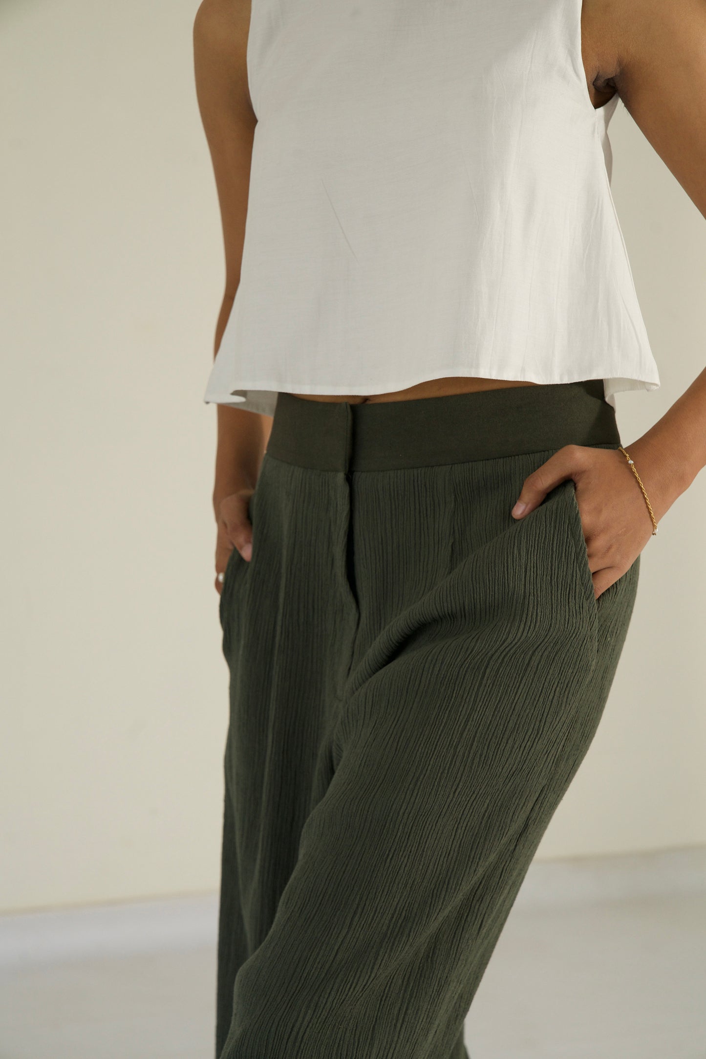Crinkle Pants - Olive
