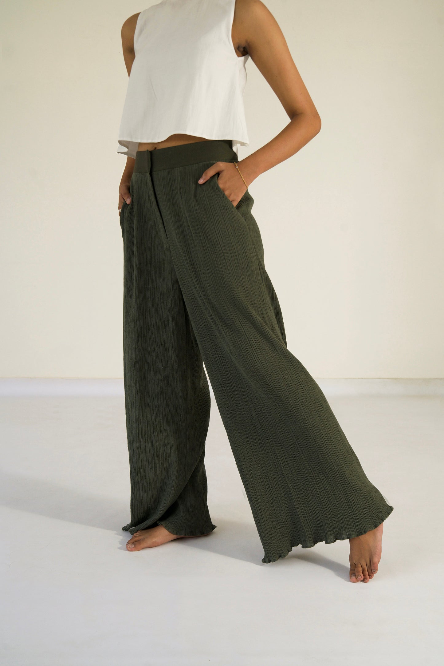 Crinkle Pants - Olive