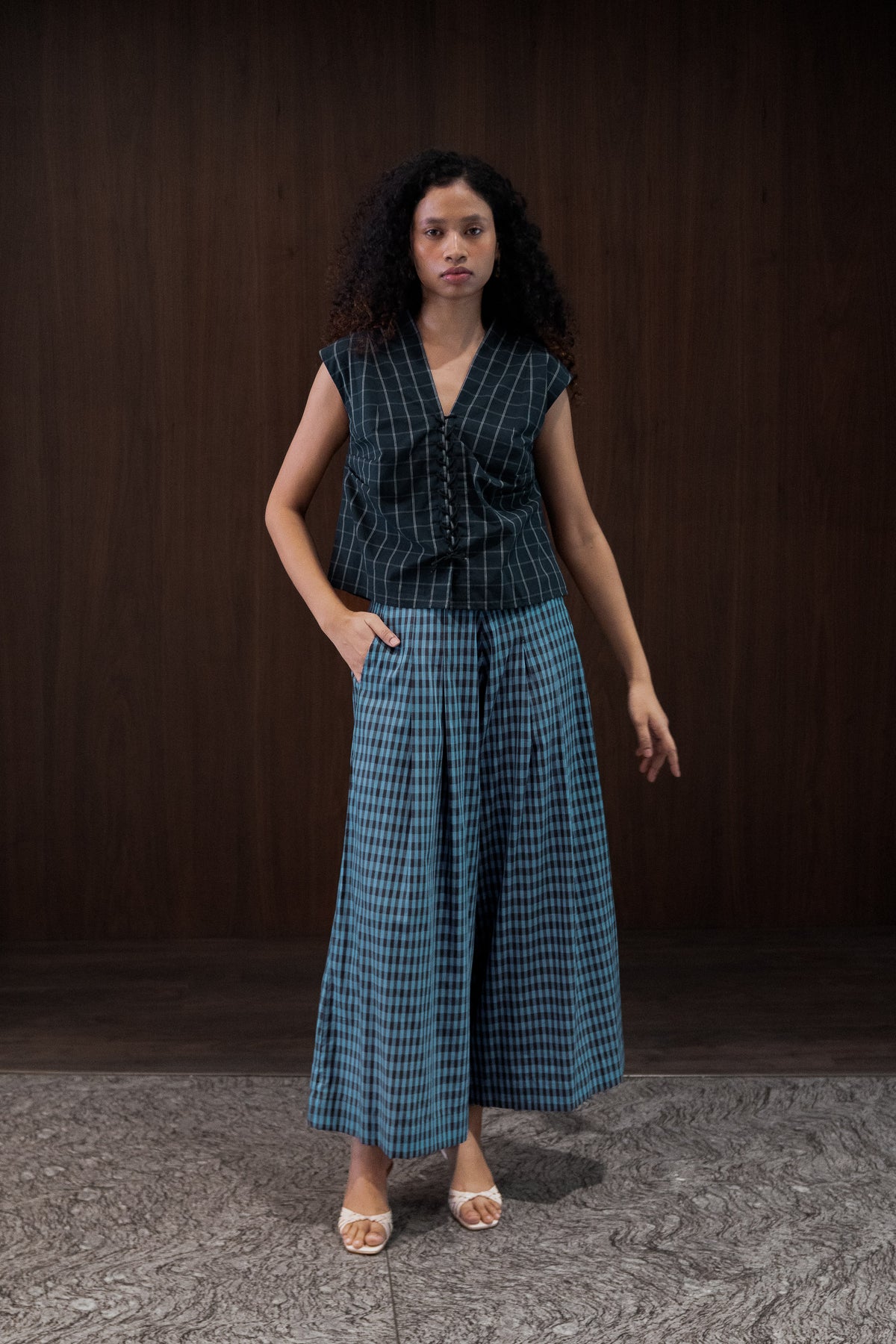 charcoal plait top | set