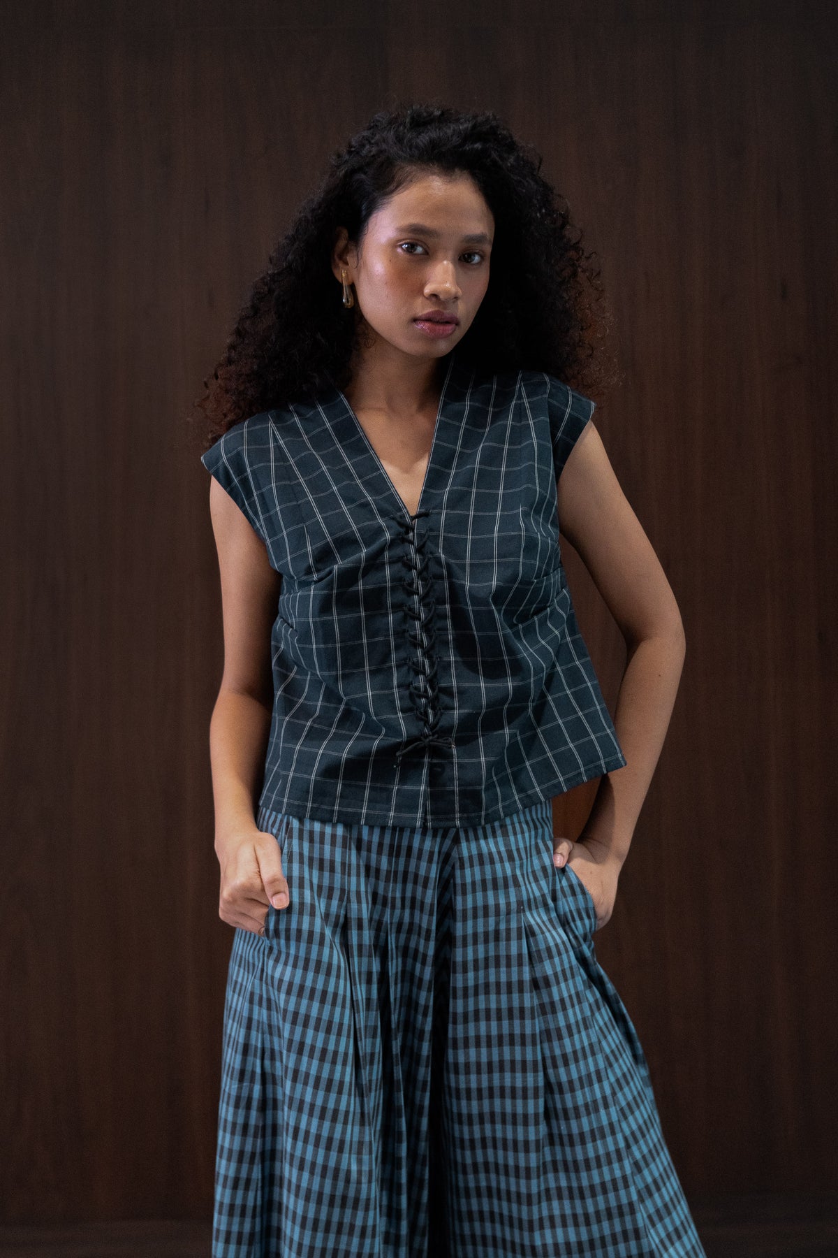 charcoal plait top | set