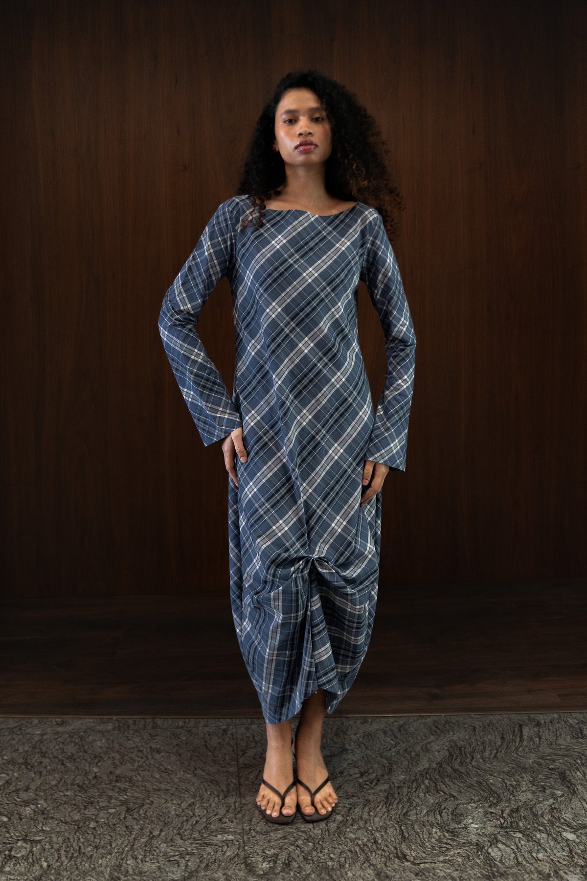boat neck bias dress