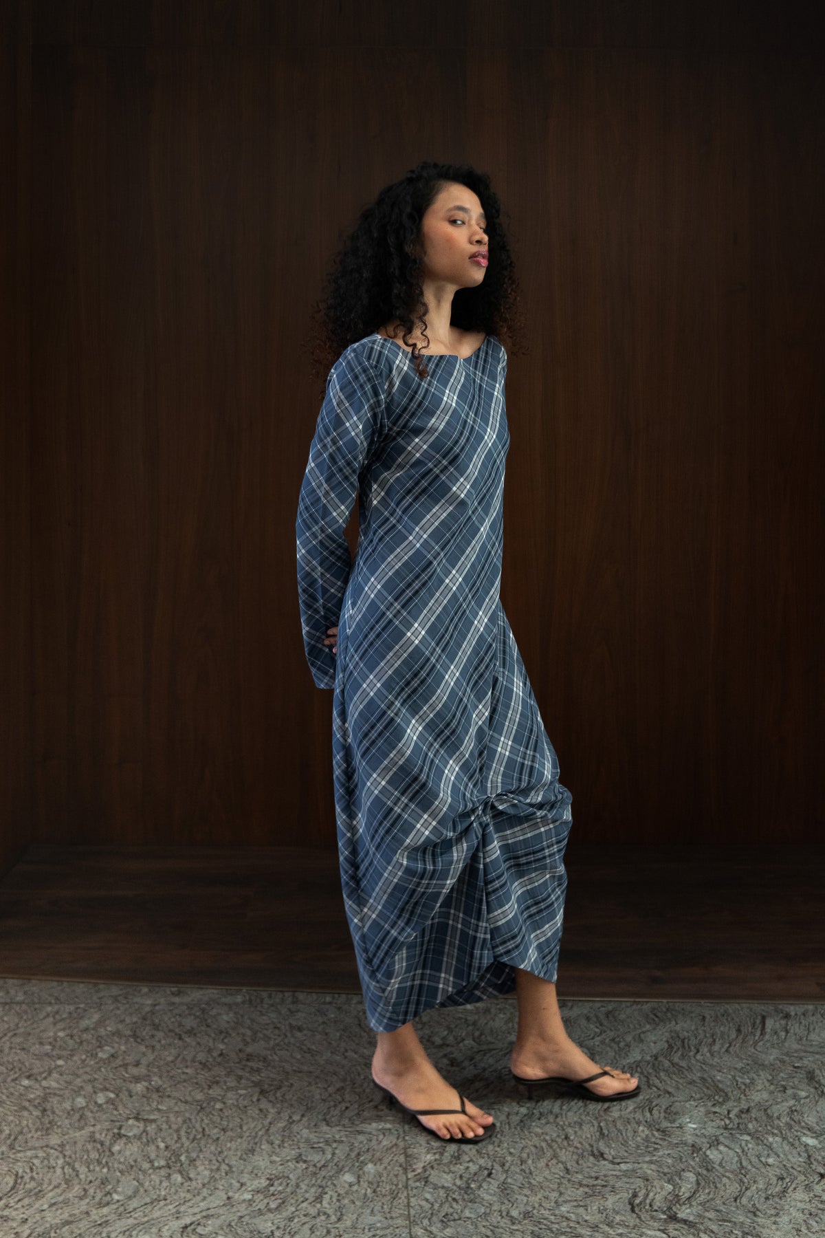 boat neck bias dress