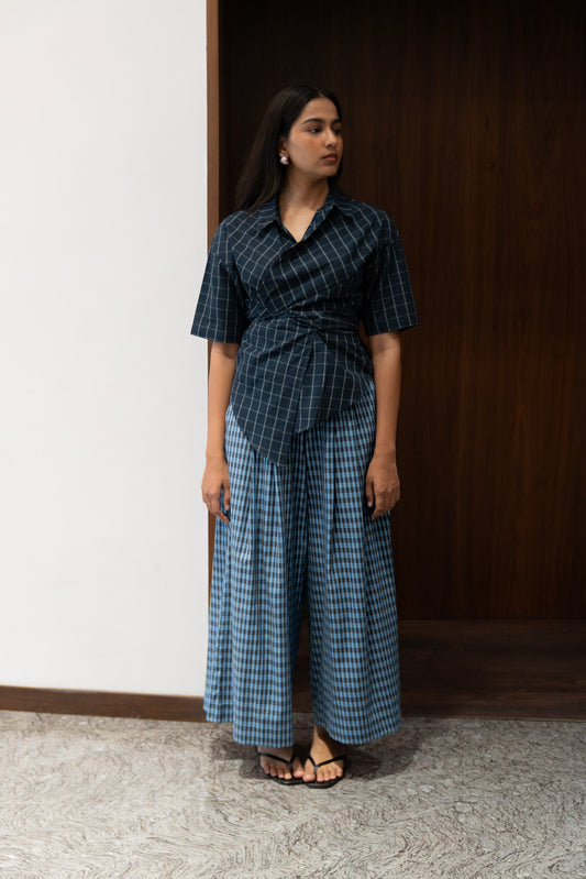 charcoal wrap shirt | set