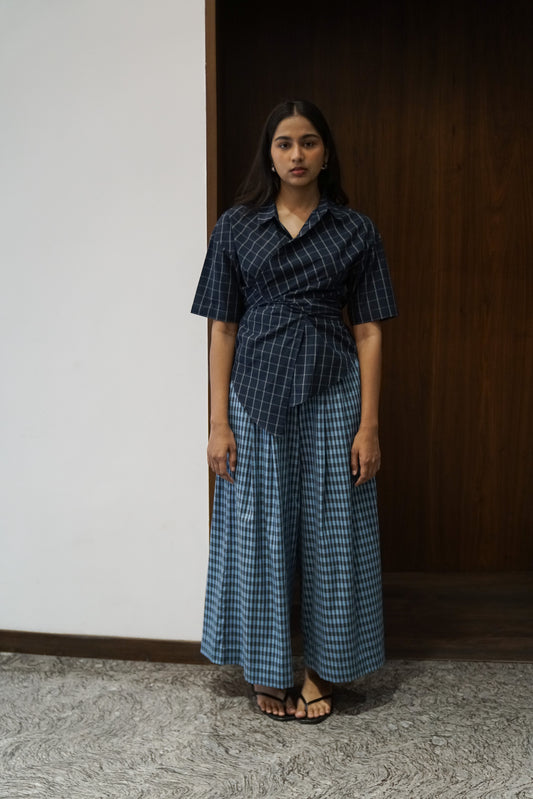 charcoal wrap shirt | set
