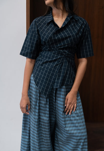 charcoal wrap shirt | set