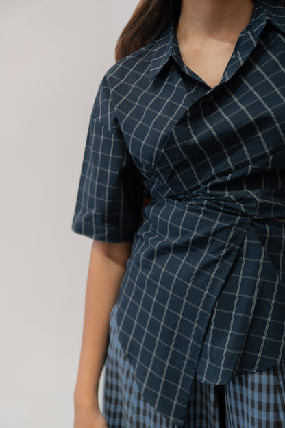charcoal wrap shirt | set