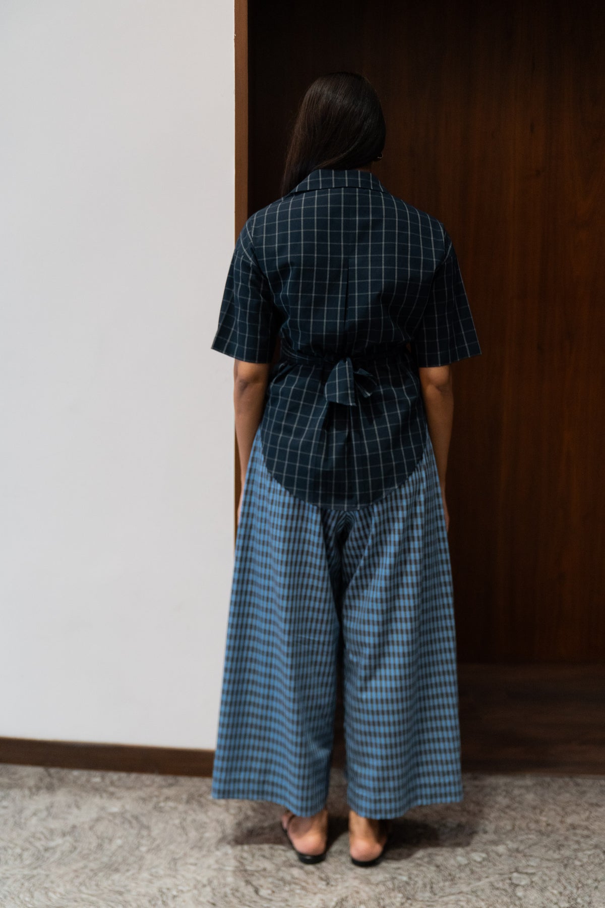 charcoal wrap shirt | set