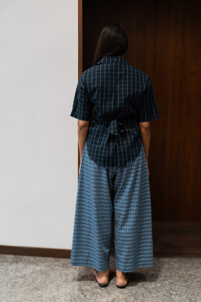 charcoal wrap shirt | set