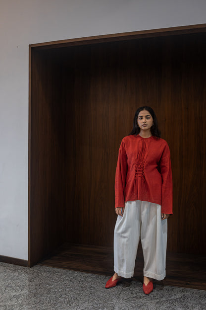 scarlet gathered blouse