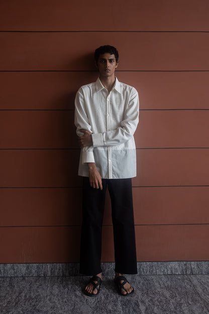 bone white pleated shirt
