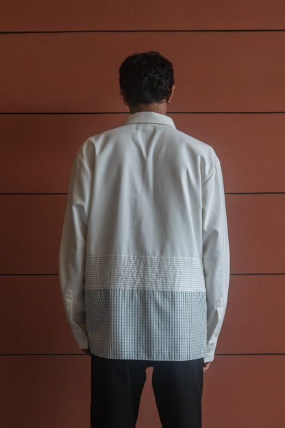 bone white pleated shirt