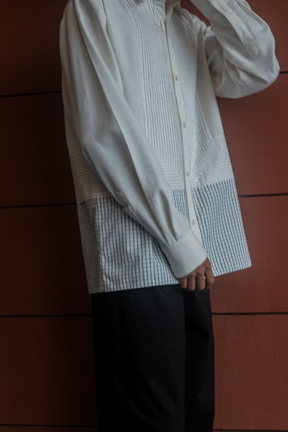 bone white pleated shirt