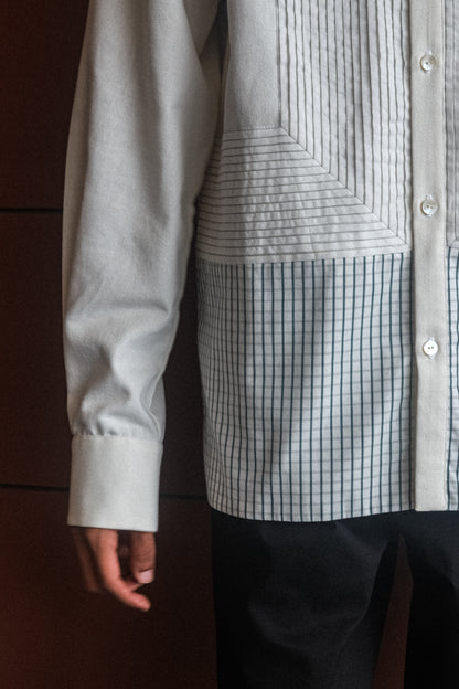 bone white pleated shirt