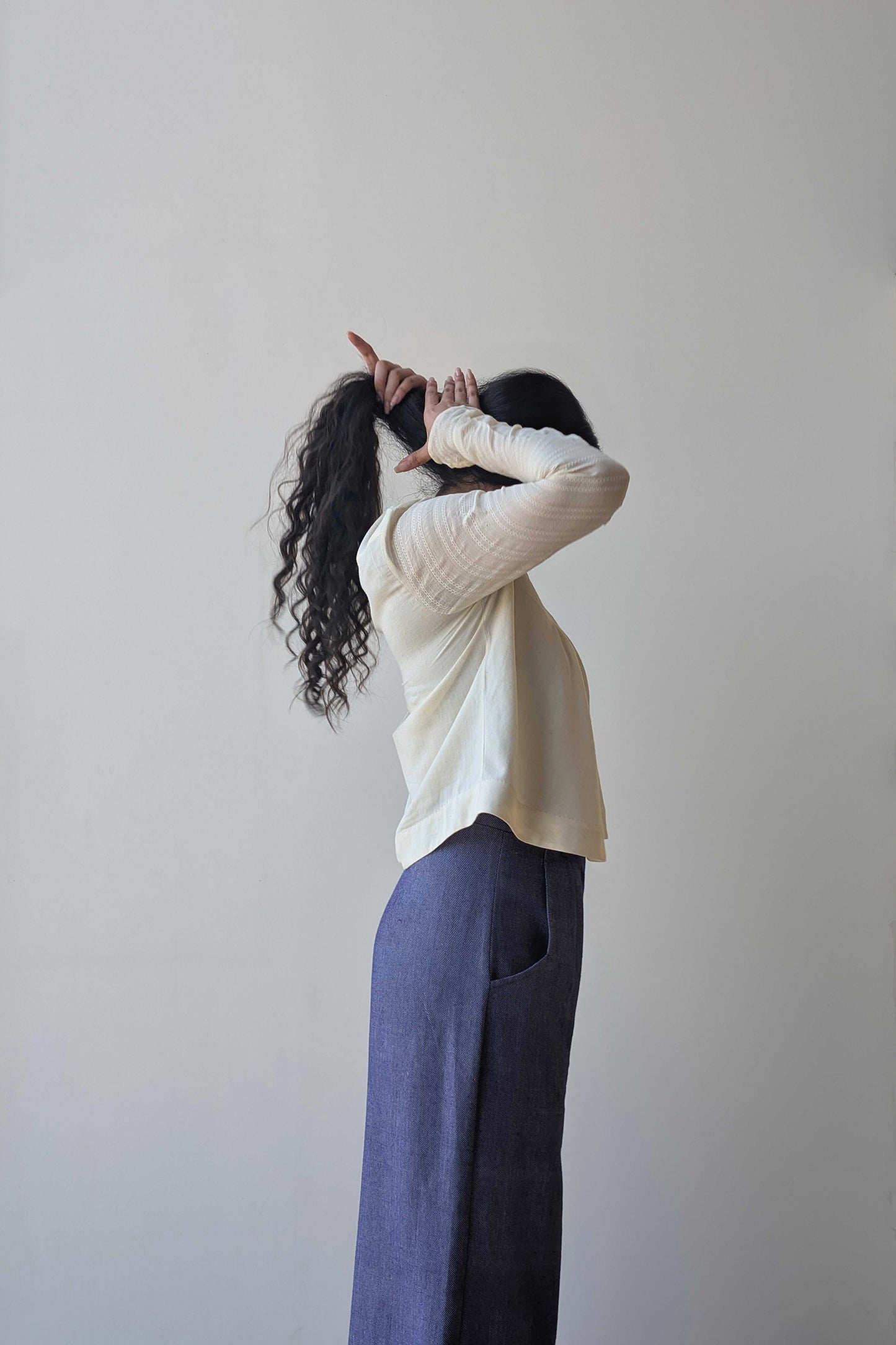 Slant Pleat Flow Blouse