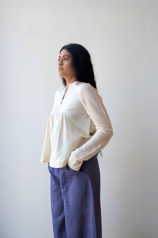 Slant Pleat Flow Blouse