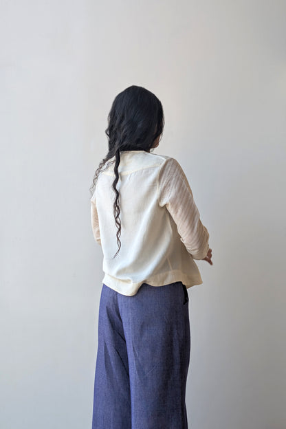 Slant Pleat Flow Blouse