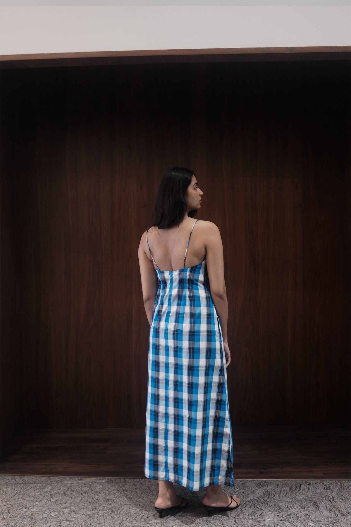 noodle strap dress in cobalt