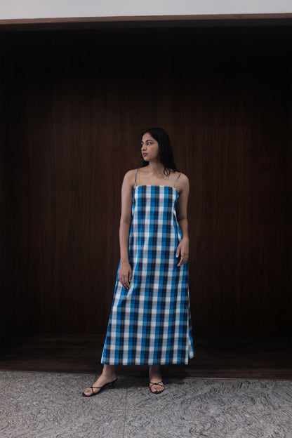 noodle strap dress in cobalt