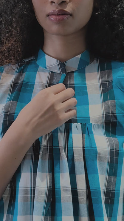 cobalt gathered blouse