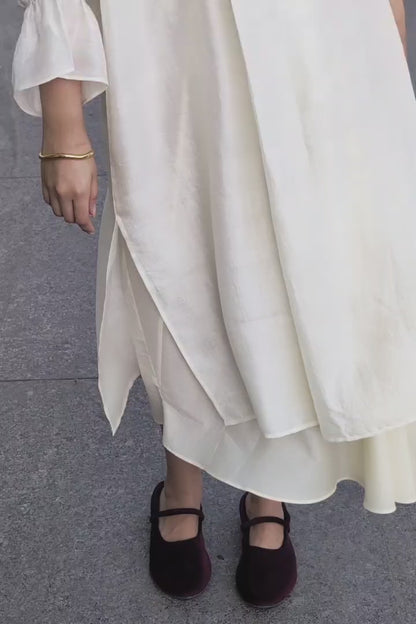 Ivory Broad Pleat Silk Set